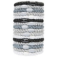 L Erickson Grab Go Ponytail Holders, Light Silver Metallic, Set Of Fifteen - Exceptionally Secure With Gentle Hold