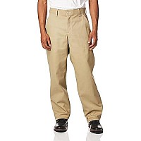 Red Kap Mens Stain Resistant, Flat Front Work Pants, Khaki, 28W X 30L