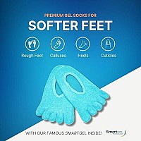 NatraCure 5-Toe Gel Lined Foot Moisturizing Socks - Aloe & Shea Infused Fuzzy Hydrating Socks for Women & Men - Soft Feet Moisturizer Spa & Pedicure Socks for Dry Cracked Heels, Calluses - Medium