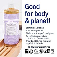 Dr. Bronner's - Pure-Castile Liquid Soap (Lavender, 32 Fl Oz) - Made with Organic Oils, 18-in-1 Uses: Face, Body, Hair, Laundry, Pets and Dishes, Concentrated, Vegan, Non-GMO