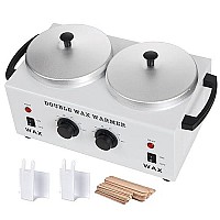 Aw Dual Pot Wax Warmer Professional Electric Heater Dual Parrafin Hot Facial Skin Equipment Spa Adjustable Temperature Set