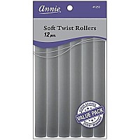 Annie Soft Twist Rollers, Gray, 7 Inch, 12 Count