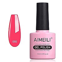 AIMEILI Soak Off U V LED Neon Pink Gel Nail Polish - Neon Shocking Pink (055) 10ml