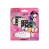 KISS Broadway Little Diva Nail Art Kit, Safe On Natural Nails, Mom Approved, Over 250 Nail Stickers, 48 Ready-To-Wear Petite Fake Nails & 48 Press-On Adhesive Tabs