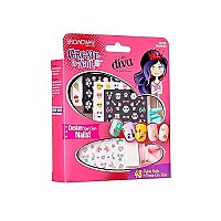 KISS Broadway Little Diva Nail Art Kit, Safe On Natural Nails, Mom Approved, Over 250 Nail Stickers, 48 Ready-To-Wear Petite Fake Nails & 48 Press-On Adhesive Tabs