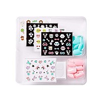 KISS Broadway Little Diva Nail Art Kit, Safe On Natural Nails, Mom Approved, Over 250 Nail Stickers, 48 Ready-To-Wear Petite Fake Nails & 48 Press-On Adhesive Tabs