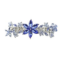 Faship Gorgeous Blue Crystal Floral Hair Barrette