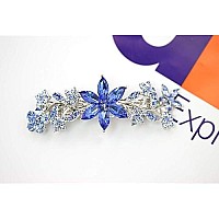 Faship Gorgeous Blue Crystal Floral Hair Barrette