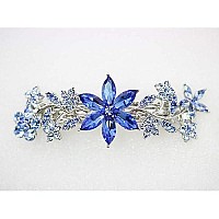 Faship Gorgeous Blue Crystal Floral Hair Barrette