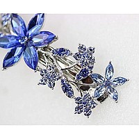 Faship Gorgeous Blue Crystal Floral Hair Barrette