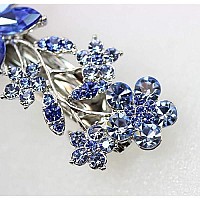 Faship Gorgeous Blue Crystal Floral Hair Barrette