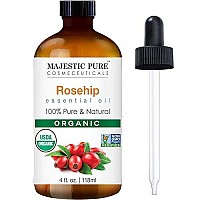 Majestic Pure Rosehip Oil For Face, Nails, Hair And Skin, Pure & Natural, Cold Pressed Premium Rose Hip Seed Oil, 4 Fl Oz