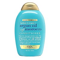 OGX Extra Strength Hydrate & Repair + Argan Oil of Morocco Conditioner for Dry, Damaged Hair, Cold-Pressed Argan Oil to Moisturize Hair, Paraben-Free, Sulfate-Free Surfactants, 13 Fl Oz