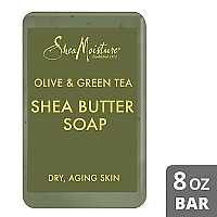 SheaMoisture Shea Butter Bar Soap, Olive & Green Tea, Essential Oils, Skin Care Routine, Olive Oil Soap Bar for Face & Body, Avocado Oil, Rich in Vitamin E, Sensitive Dry Skin (4 Pack - 8 Oz Ea)