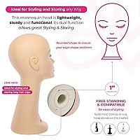 16 Durable Silicone Professional Wig Styling Head Compatible With T-Pins, Stand Or Tripod- Beige