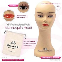 16 Durable Silicone Professional Wig Styling Head Compatible With T-Pins, Stand Or Tripod- Beige