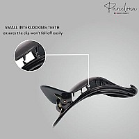 Parcelona French Crochet Celluloid Black Side Slide In Yoga Hair Claw Clip for Fine Hair (Black)