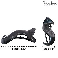 Parcelona French Crochet Celluloid Black Side Slide In Yoga Hair Claw Clip for Fine Hair (Black)