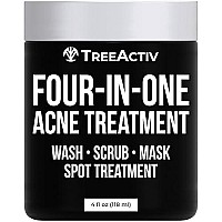 Four-in-One Acne Treatment, Exfoliating Sulfur Acne Face Wash, Bentonite Clay Face Mask & Acne Spot Treatment, Pore Clarifying Facial Scrub for Adult, Teens, Women, & Men, 250+ Treatments by TreeActiv