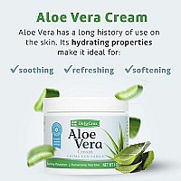 De La Cruz Aloe Vera Face Moisturizer - Natural Aloe Cream for Face, Hands and Body, 4 OZ