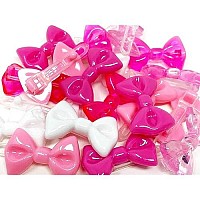 Tara Girls Self Hinge Plastic Mini Bow Hair Barrettes - Pink & White - 20 Pcs.