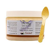 The Keys Salt Scrub Premium Exfoliating Sea Salt Body Skin Scrubs - foot scrub - exfoliating body scrub with Wooden Spoon - Made with Pure Florida Sea Salt and Organic Coconut Oil (Coconut, 12 oz).