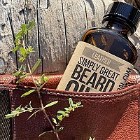 Simply Great Beard Oil - LEATHER - Scented Beard Oil - Beard Conditioner 3 Oz Easy Applicator - Natural - Vegan and Cruelty Free Care for Beards - Gifts for Men