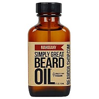 Simply Great Beard Oil - MAHOGANY Scented Beard Oil - Beard Conditioner 3 Oz Easy Applicator - Natural - Vegan and Cruelty Free Care for Beards - Gifts for Men with Beards