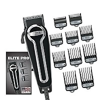 Wahl USA Elite Pro High-Performance Corded Home Haircut & Grooming Kit for Men - Electric Hair Clipper - Model 79602M