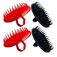 G.B.S Soft Scalp Massage Brush for Women and Men, Red and Black 4 Pack