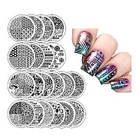 Winstonia Nail Art Stamping Plates 20 Pcs Bundle Set Manicure Stencils Easy Stamps Disc, 3rd Generation