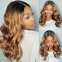 Kapelli Hair Body Wave Human Hair Bundles Ombre Honey Blonde Bundles Body Wave Brazilian Hair 3 Bundles (T1B/27,14 16 18) Ombre Human Hair Bundles 2 Tone Black to Blonde Human Hair Weave