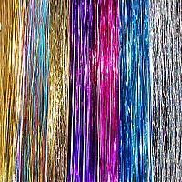 40 Hair Tinsel 210 Strands Seven Colors (Purple, Rainbow, Hot Pink, Gold, White Gold, Blue & Sparkling Silver)