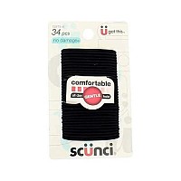 Scunci Effortless Beauty Small No-damage Elastics, Black, 2mm, 102-Count