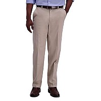 Haggar Mens Classic Fit Flat-Front Hidden Expandable Waistband Premium No Iron Khaki, 36W X 32L - Sand