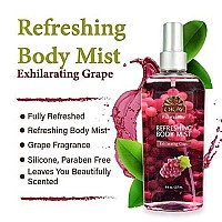 Refreshing Body Mist Exhilerating Grape Leaves You Beautifully Scented Fully Refreshed Will Awaken Your Senses Leaving You Feeling Revitalized Silicone,Paraben Free For All Skin Types Made In Usa 8Oz