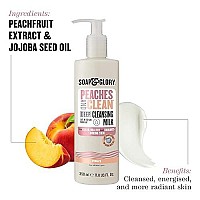 Soap and Glory Peaches & Clean Deep Cleansing Milk - 4 in1 Milk Cleanser & Makeup Remover with Peach Extract, Ginseng & Jojoba Oil - Hydrating Facial Cleanser for Clarified & Energized Skin (350ml)