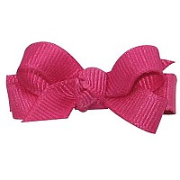 Wee Ones Girls Classic Grosgrain Hair Bow With Knot Wrap Center On A Weestay No-Slip Hair Clip, King, Shocking Pink