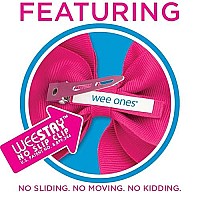 Wee Ones Girls Classic Grosgrain Hair Bow With Knot Wrap Center On A Weestay No-Slip Hair Clip, King, Shocking Pink