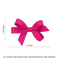 Wee Ones Girls Classic Grosgrain Hair Bow With Knot Wrap Center On A Weestay No-Slip Hair Clip, King, Shocking Pink