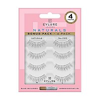 Eylure Naturals False Eyelashes Multipack, Style No. 020 Black , Reusable, Adhesive Included, 3 Pair