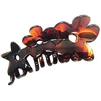 Parcelona French Flowers Medium Covered Spring Tortoise Shell Celluloid Jaw Hair Claw Clamp Clutcher Clip