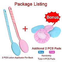 2 PCS Body Lotion Applicator Back Washer for Shower, Eyxformula Long Handle Self Tanning Back Applicator Back Lotion Applicators, Back Moisturizer Sunscreen Applicator