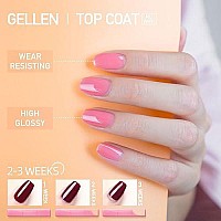 Gellen Base Coat Top Coat, For Gel Nails Polish Uv Led Soak Off No Wipe Glossy Top Coat Long Lasting Home Gel Manicure Kit - 0.33 Fl Oz2