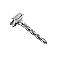 Gbs Heavy Duty Long Handle Safety Razor(Simple Design Very Tight Tolerances!) All Chrome Construction, Diamond Pattern, 3 Piece Closed Toothdesign, Comes With Free 10 Blades