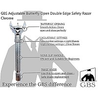 Gbs Heavy Duty Long Handle Safety Razor(Simple Design Very Tight Tolerances!) All Chrome Construction, Diamond Pattern, 3 Piece Closed Toothdesign, Comes With Free 10 Blades