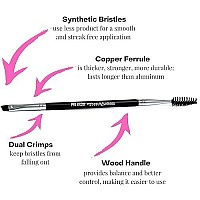 Angled Eyebrow Brush with Spoolie - Beauty Junkees Duo Eye Brow Brush and Comb with Firm Thin Angle for Filler, Tint, Liner, Definer, Shaper, Tamer, Cruelty Free