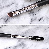 Angled Eyebrow Brush with Spoolie - Beauty Junkees Duo Eye Brow Brush and Comb with Firm Thin Angle for Filler, Tint, Liner, Definer, Shaper, Tamer, Cruelty Free