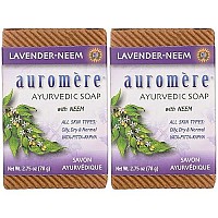 Auromere Ayurvedic Bar Soap, Lavender Neem - Eco Friendly, Handmade, Vegan, Cruelty Free, Natural, Non GMO (2.75 oz), 2 pack