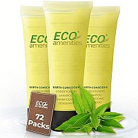 Eco Amenities Travel Size Conditioning Shampoo - 72 Pack, 1 oz Small Tubes with Flip Caps, Green Tea Scent, Bulk Case of Trial Size Toiletries, Individually Packaged Hair Care Samples, Mini 2-in-1 Shampoo & Conditioner Bottles for Guests of Airbnbs, BN...